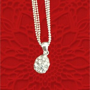 Elegant Silver Cluster Pendant Multi Strand Necklace